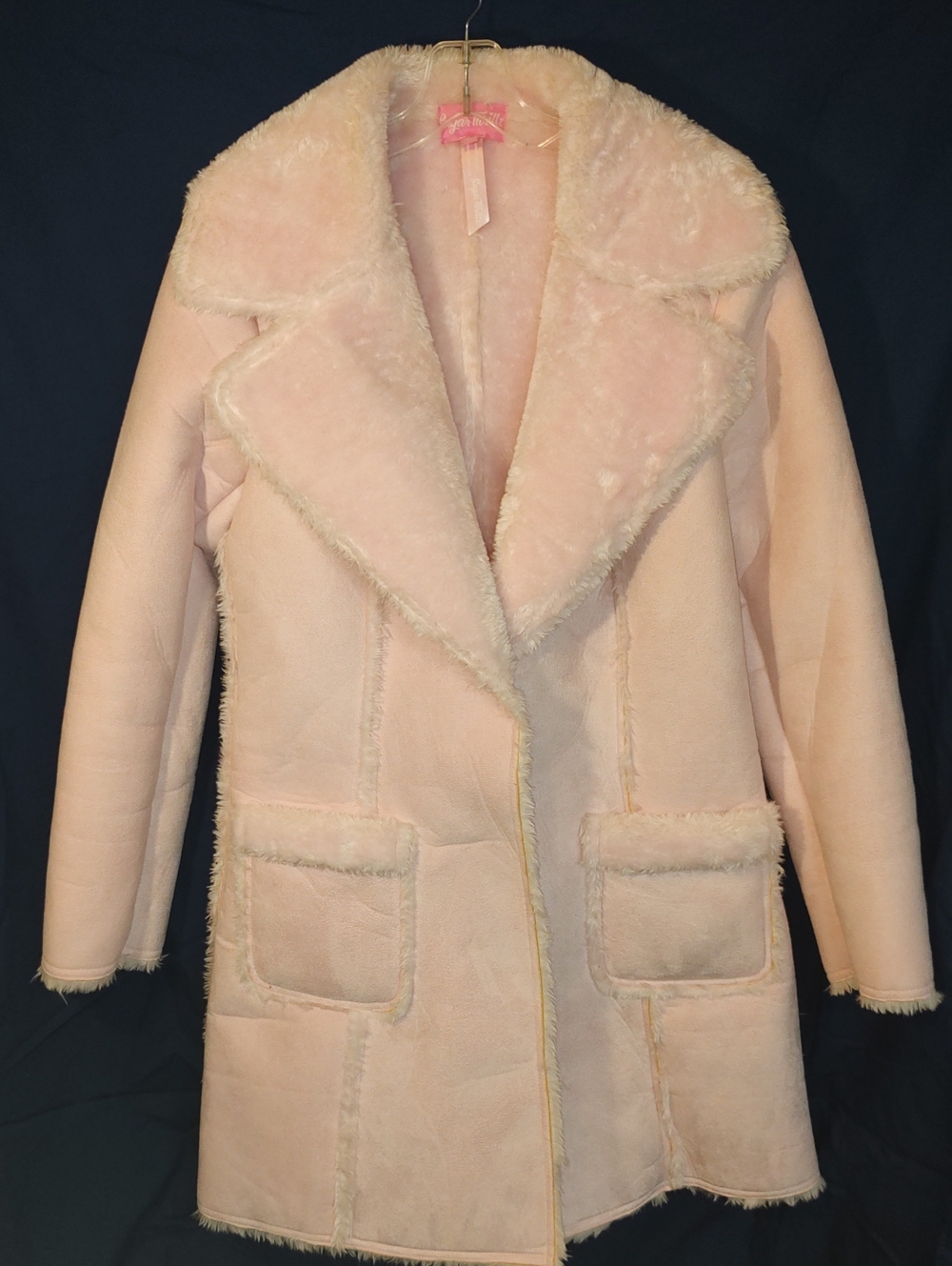 ✨ Sugar Thrillz Pastel Pink Faux Shearling Coat ✨